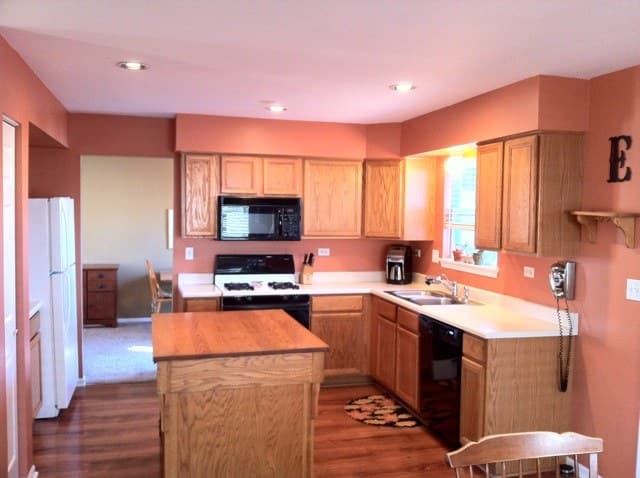 Kitchen with oak island