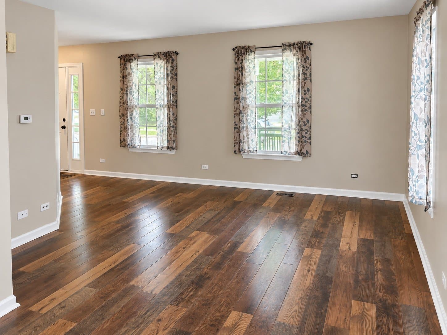 Living room with new flooring (2026)